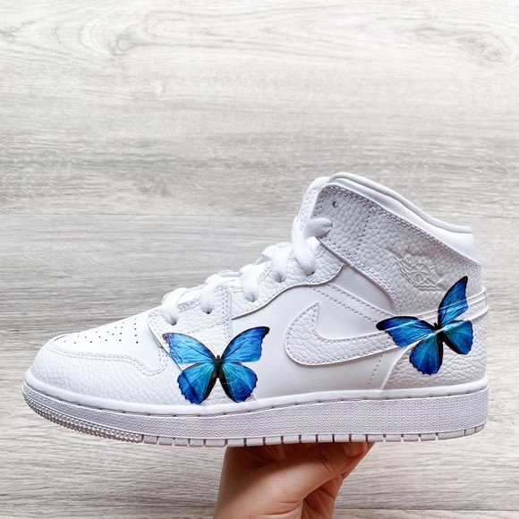 Nike AJ Air Jordan 1 mid custom buttefly - Picture 3 of 7